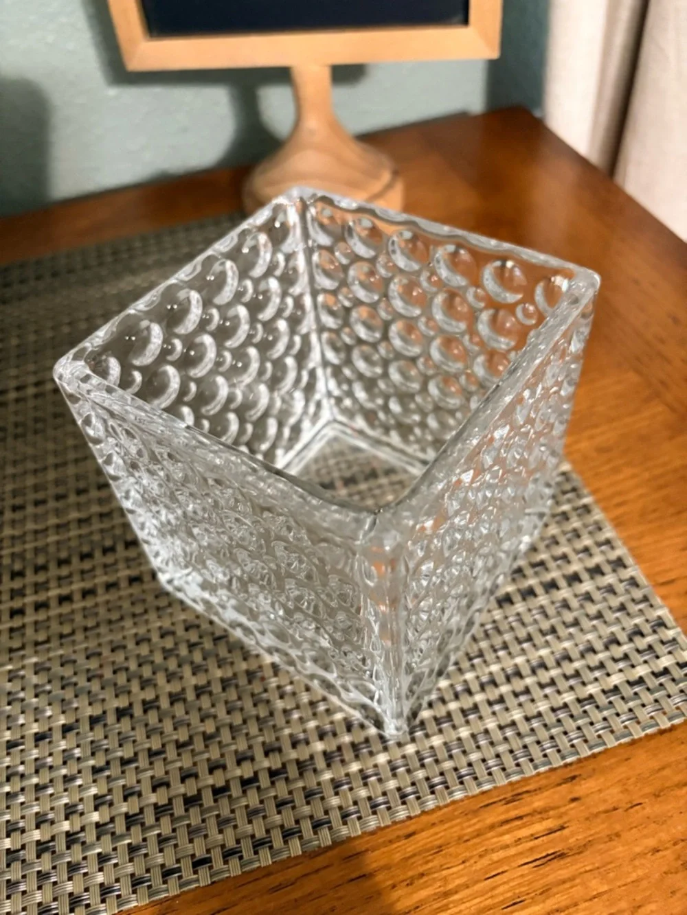 Rose Arr w LED Lights Solid Cube Glass Vase Mom Teacher Gift Decor